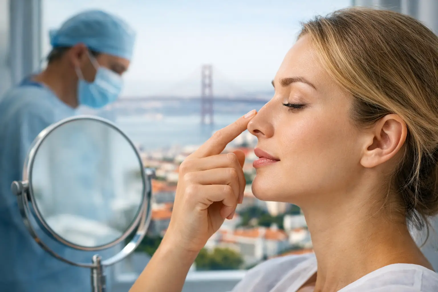 Ilustração sobre cirurgia nasal em lisboa