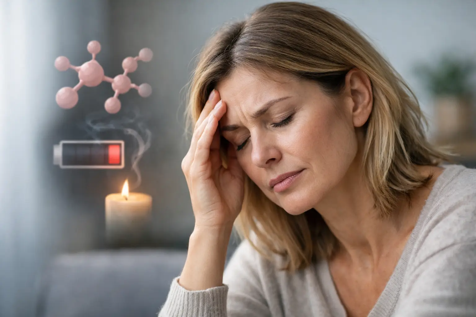 Ilustração sobre queda de energia hormonal